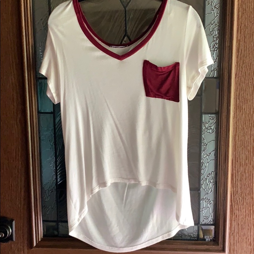 White and Burgundy t-shirt